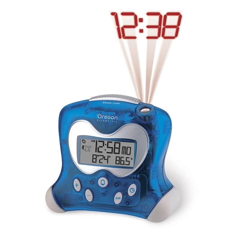 Oregon Scientific RM313PNA Blue Projection Atomic Alarm Clock with Indoor Temperature